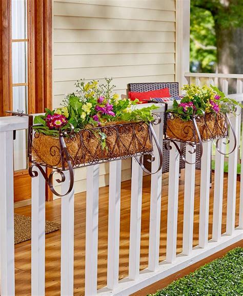 flower box brackets on metal railing|flower boxes for balcony railing.